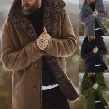 

Men's Solid Coat Winter Thicken Warm Jacket Vintage Coat Outwear Windproof Jacket Men Fleece chaquetas hombre Men Parkas Clohtes