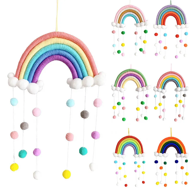 Buy Room-Decor Hand-Woven-Decoration Rainbow with Felt-Ball Nordic-Style 1pcs Multifunctional xmQKMXpgg0x