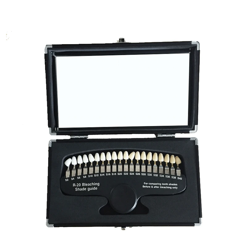 Set di sbiancamento dei denti a 20 colori guida alle tonalità 3D comparatore di colori specchio odontoiatria denti a luce fredda piastra dentale sbiancante bianca - immagine 2
