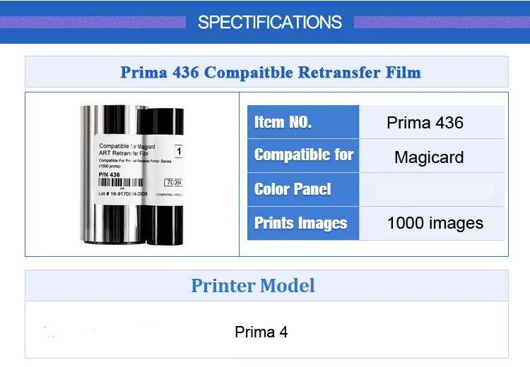 Для Magicard Prima 4 Retransfer ленты Prima 431 YMCK 1000 изображения и Prima 436 1000 изображения