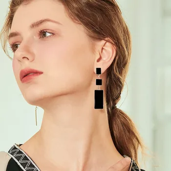 

Geometry Red Black Blue Enamel Drop Earrings For Women 2020 New Fashion Design Long Earring Holiday Jewelry Valentine's Day Gift