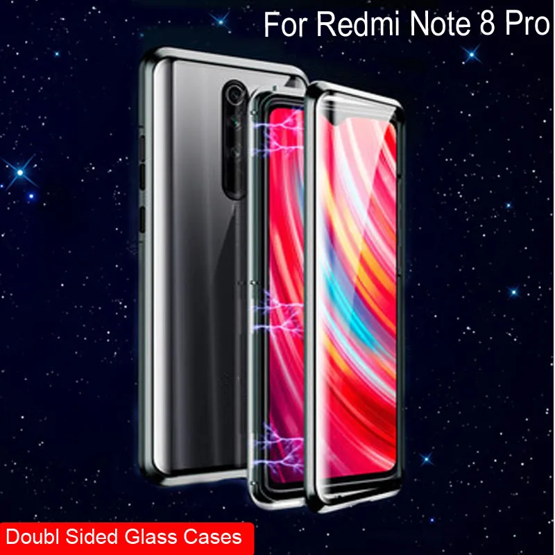 Роскошный Магнитный адсорбционный чехол для Xiaomi Redmi Note 8 Pro металлическая рамка