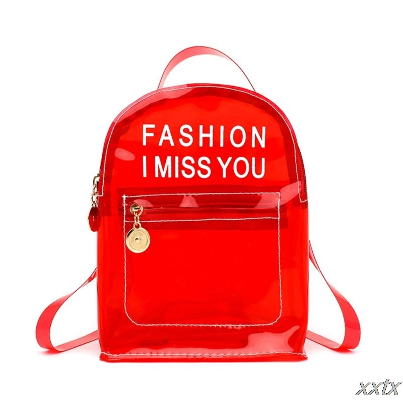 

Fashion Transparent PVC Backpack Travel School Book Bag Daypack for Teenager A69C
