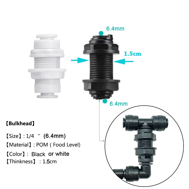HEMAN 5pcs DIY Misting Nozzle Kit 1/4\'\' Pipe Tee Elbow Quick Connector End Cap Bulkhead Adapter Aquarium Fittings Top Joints