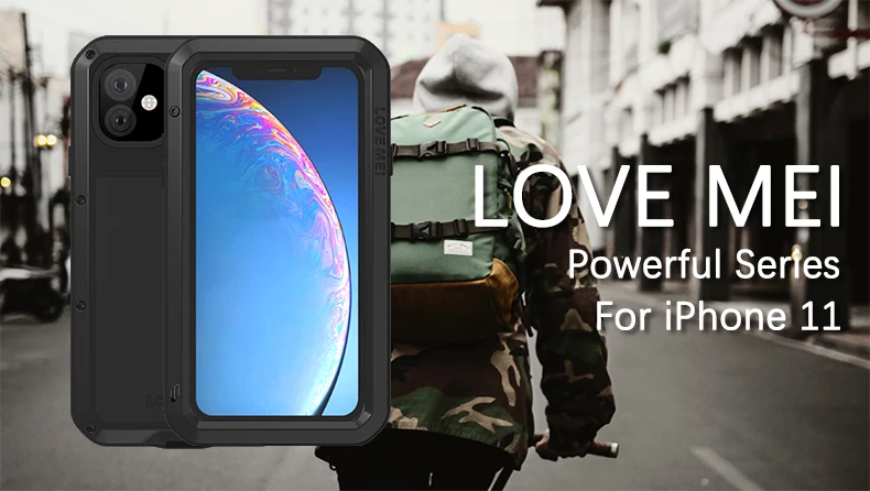 Для Apple 11 LOVE MEI металлический водонепроницаемый чехол Gorilla пленка для экрана из закаленного стекла для iPhone 11 противоударный чехол для телефона для iPhone11