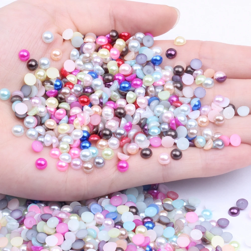 500pcs 5mm Half Round Pearls Many Colors Round Flatback Glue On Crafts  Resin Scrapbooking Beads DIY Jewelry Nails Art - AliExpress