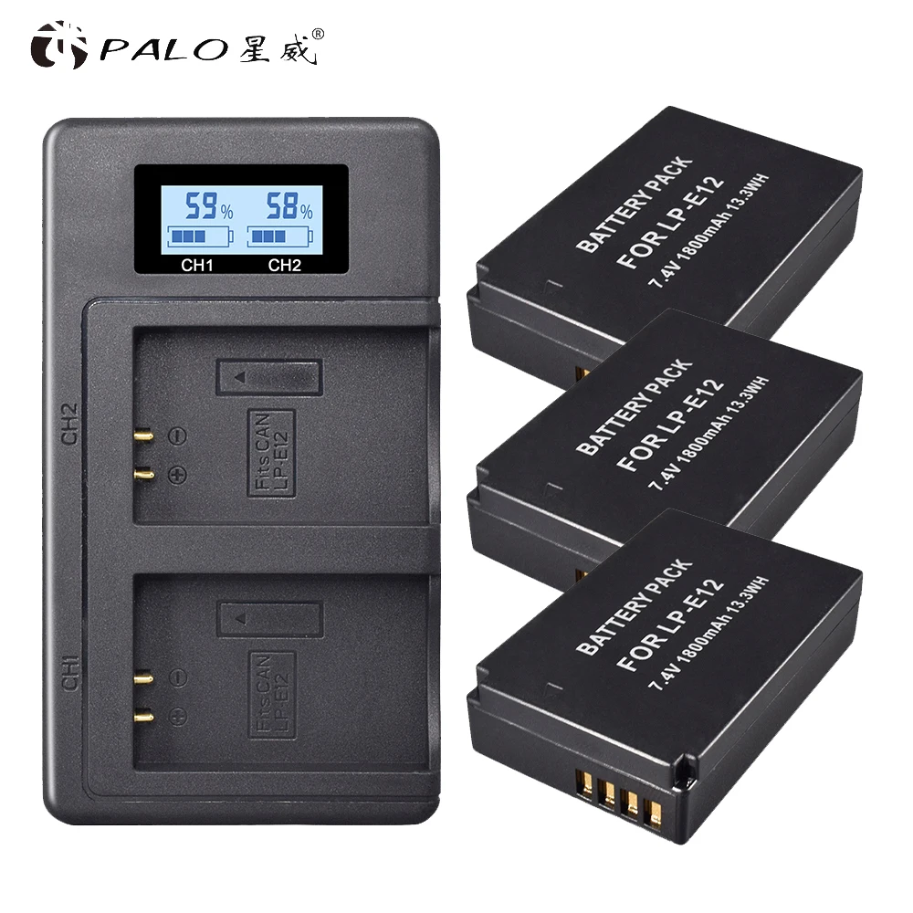 3 шт 7,4 v LP-E12 LPE12 LP E12 аккумуляторные батареи для камеры+ lcd USB двойное зарядное устройство для Canon EOS M M2 100D EOSM EOSM2 EOS100D
