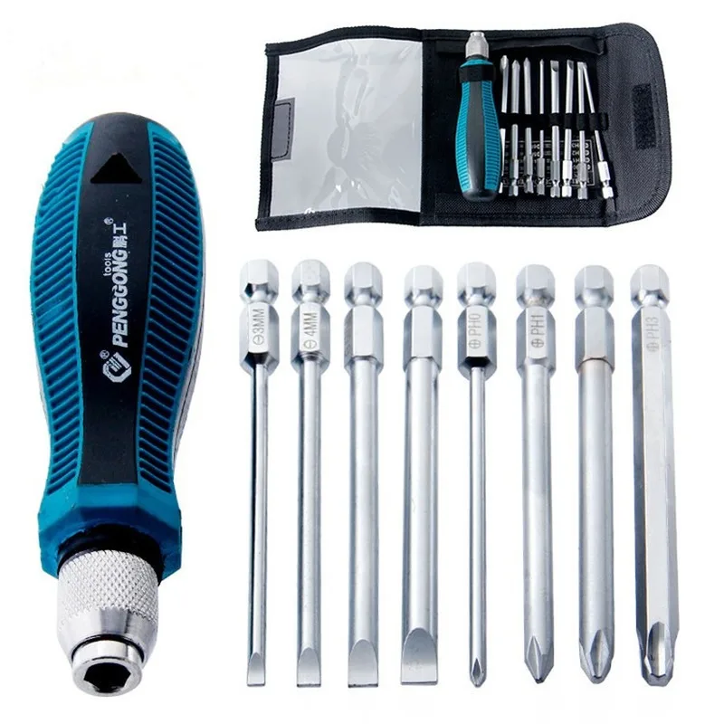 

9-piece mini multi-function screwdriver set with magnetic cross-word precision screwdriver combination repair tool