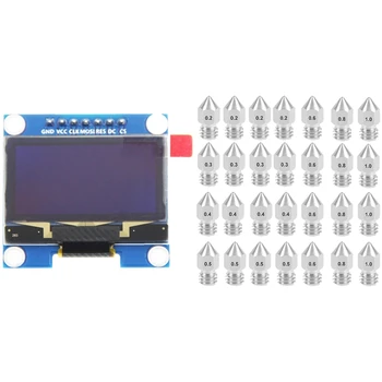 

1pcs 1.3 Inch I2C SPI Serial 128X64 OLED LCD LED Display Module & 28 Pcs MK8 Nozzle M6 Threaded Stainless Steel