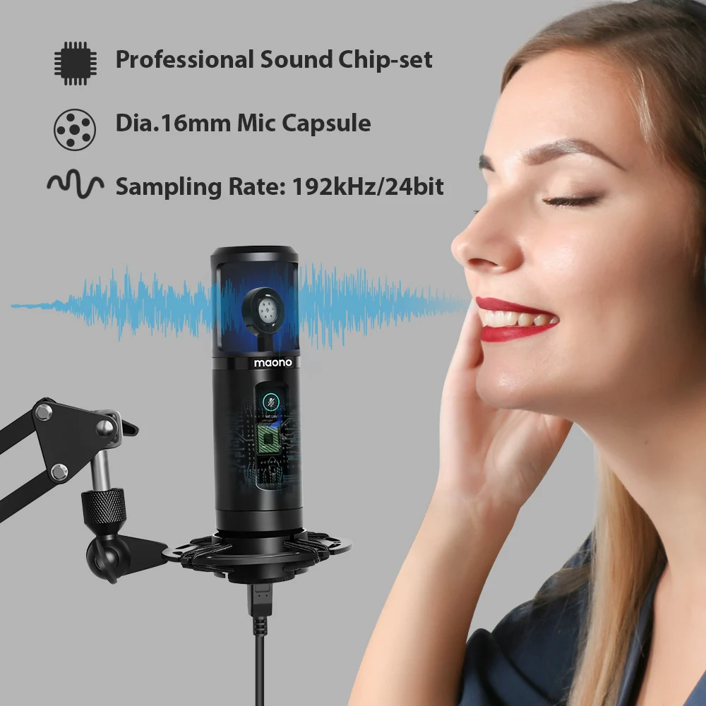 100% MAONO PM422 USB микрофон с нулевой задержкой мониторинга 192 кГц/24 бит