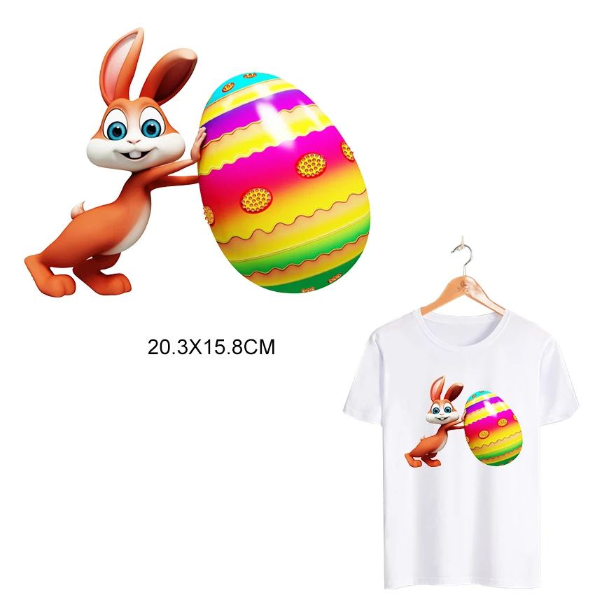 Пасхальный симпатичный тканевый Декор кролик яйцо термопечать наклейка утюгом