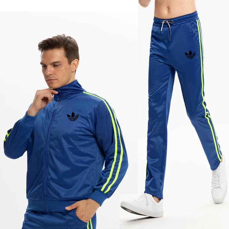 ManThe New Sportswear Running Winter Autumn Tracksuit Sport Brand Tracksuits Trousers + jacket zipper Warm  Outwear Set