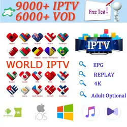 1 год 9000 + Live Europe IP tv French Spain голландский арабский португальский Великобритания IPTV подписка бесплатно тест Спорт android tv box smart tv PC