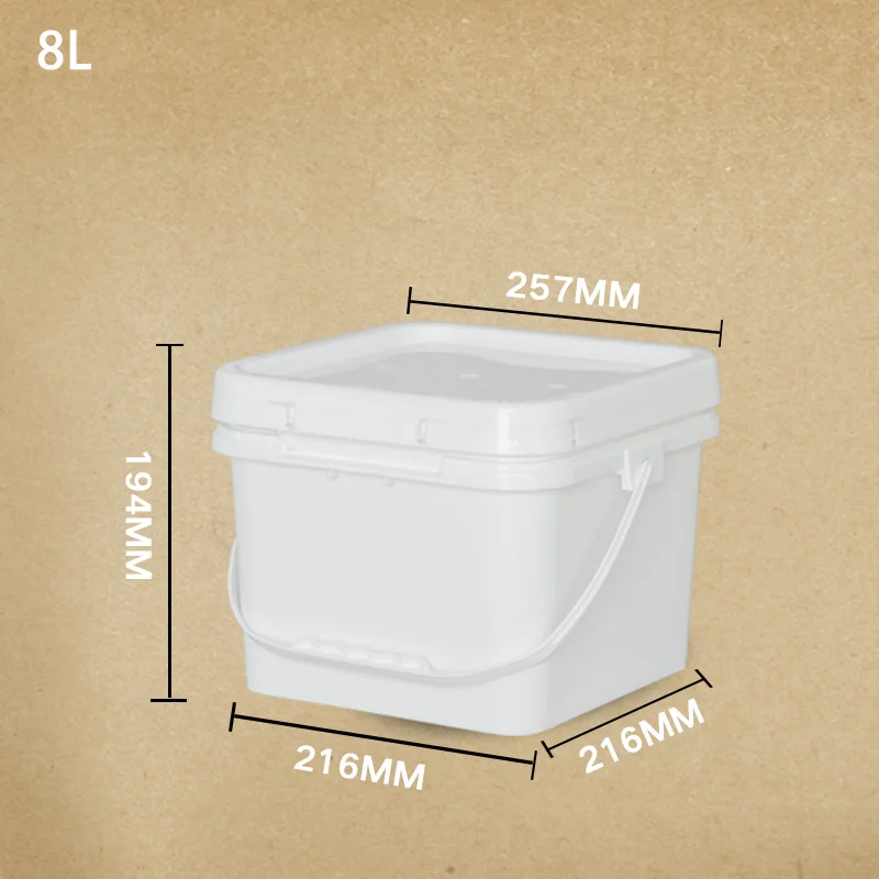 2 шт квадратное пластиковое ведро с ручкой и крышкой небьющееся 8 литровое пищевое, контейнер для воды пищевой материал