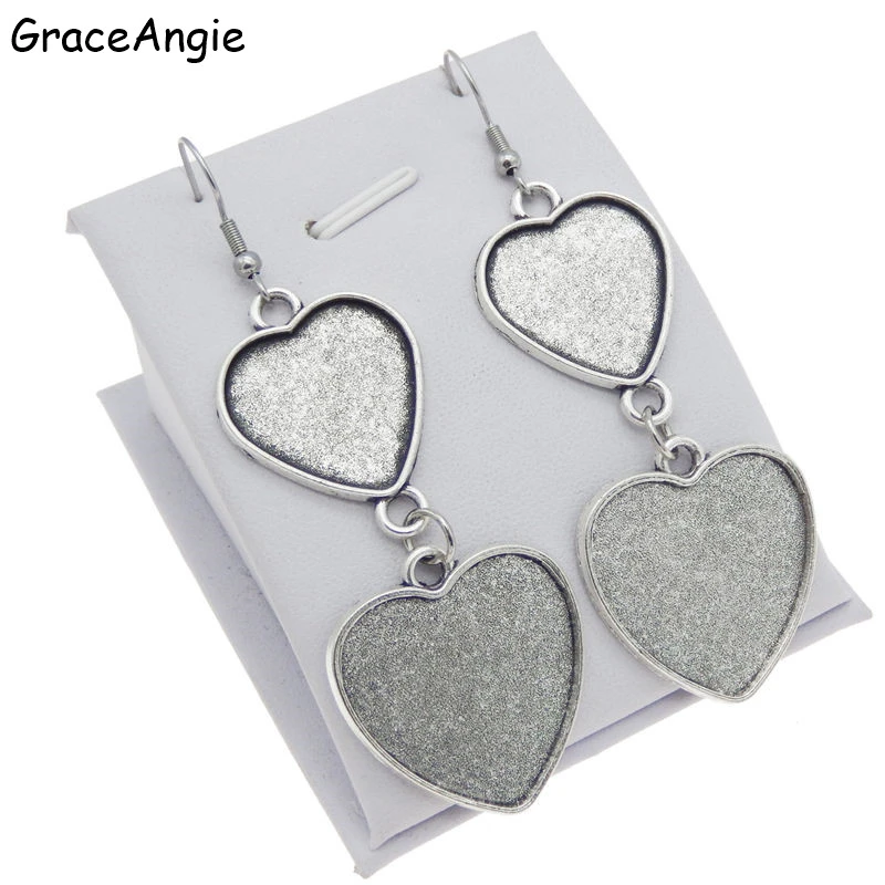 Gancho para pendientes en forma de corazón, Base de cabujón aleación en blanco, ajuste de 20/25mm, bandeja de bisel para joyería artesanal|Pendientes con forma de gota| - AliExpress