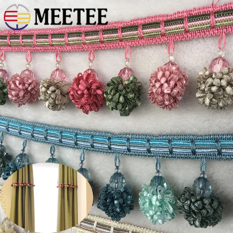 Meetee 1 метр 6 см многоцветные бусины с помпоном кружева кисточками для украшения