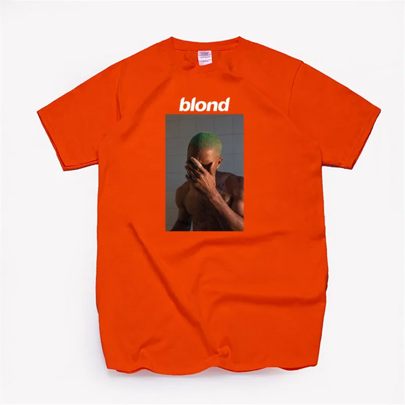 Мужская футболка Frank Ocean Blonde хип-хоп Rap, футболка унисекс, хлопок, футболка Homme Singer Harajuku, рубашка - Цвет: T99A-orange