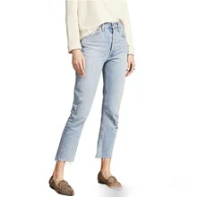 Женские брюки весна и лето новые светло-голубые прямые джинсы с высокой талией