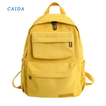

CAIDA Solid Color Backpack For Women 2019 Waterproof Nylon Multi Pocket Travel Backpacks Large Capacity School Bag For Teenage