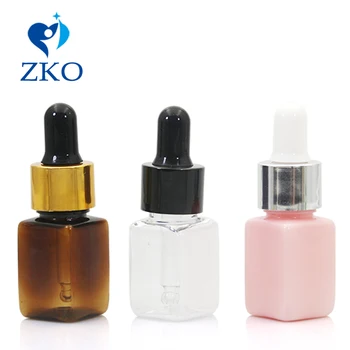 

10ml Electroplating Cover Empty Dropper Bottle Portable Aromatherapy Oil Bottle with Glass Eye Dropper Plastic Square Bottles