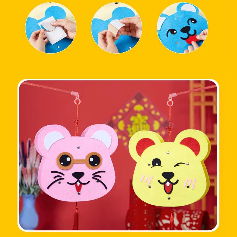 DIY CartoonPaper фонарь китайский год светодиодный украшения для фонарей войлочные украшения для детей Рождественский Декор Висячие двери детский подарок
