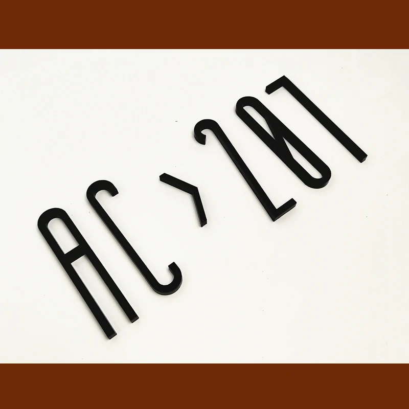 8cm Black Plastic Door Number Stickers Self Adhesive House Number Sign for Apartment Hotel Office Room Address Door Plate