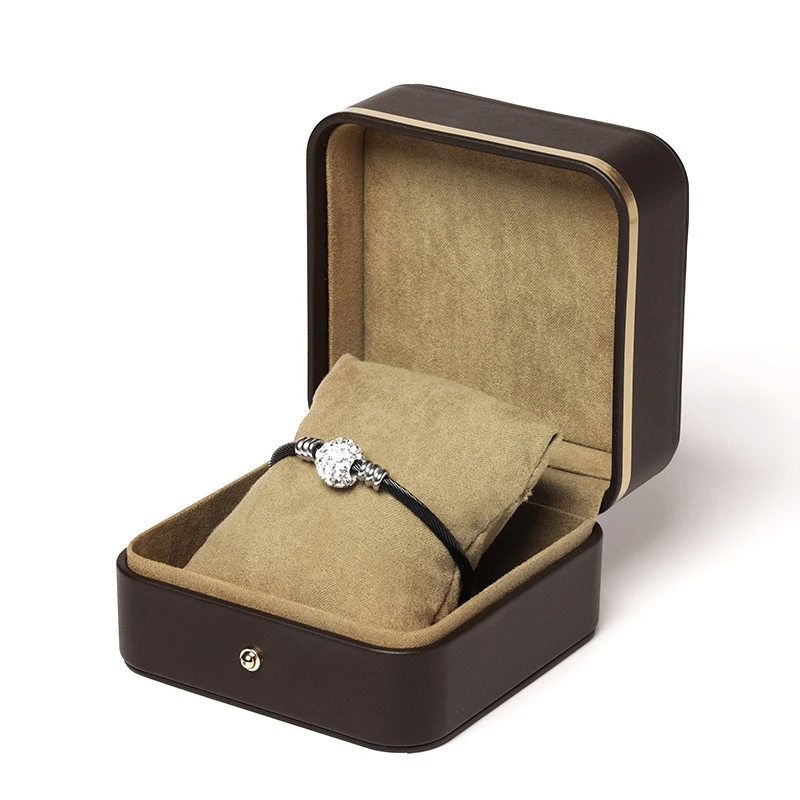 

Rounded Bracelet Jewelry Box Brown With Pillow Display Storage 3 Colors Available For Female Jewellery Pendent Ring Organizers
