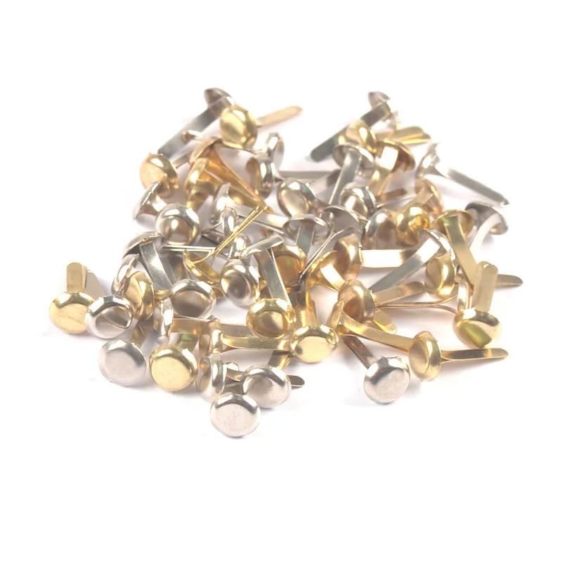 Description Picture 2 of item100pcs Silver Golden Mixed Round Metal Brads For Scrapbooking Embellishment Fastener Brads DIY Crafts Handmade Decoration c2257