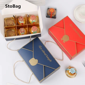 

StoBag 10pcs/lot 22.5x15x7cm Red/Blue Envelop Paper Box Wedding Birthday Handly Gift Clothes Packaging Event Favor Baking Boxes