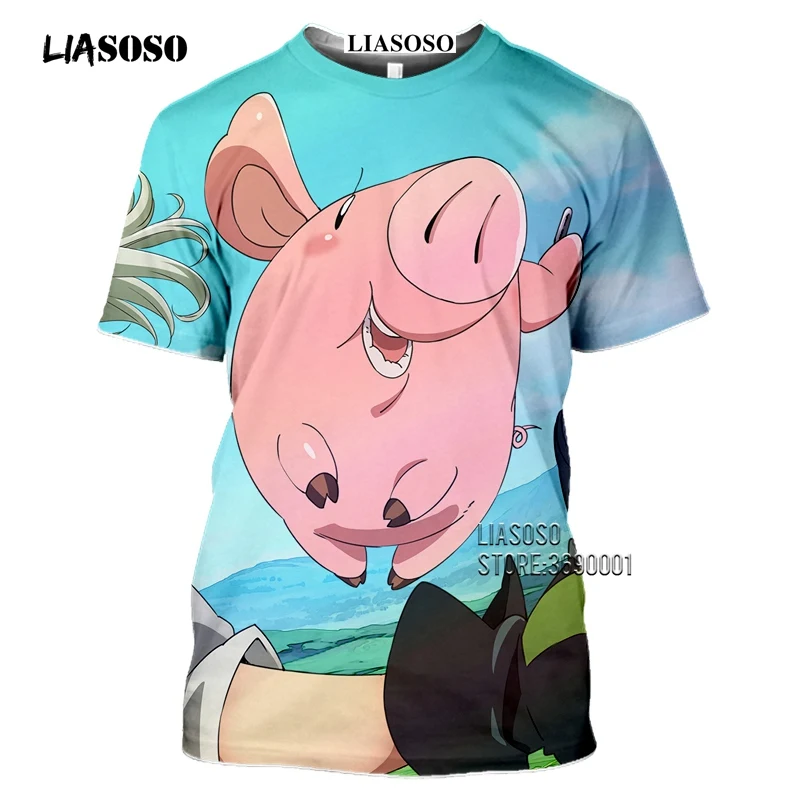 LIASOSO Anime The Seven Deadly Sins Men's T-shirt Japanese Meliodas Hawk Escanor Estarossa 3D Print Tshirt Summer Casual Shirt  (12)
