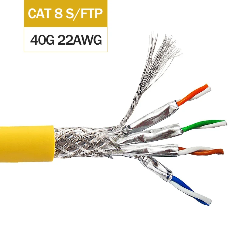 250 White Cat 8 Cable S/FTP 2000 MHz Shielded 40Gbps Ethernet LSZH Cat 8 RJ45 Connectors 