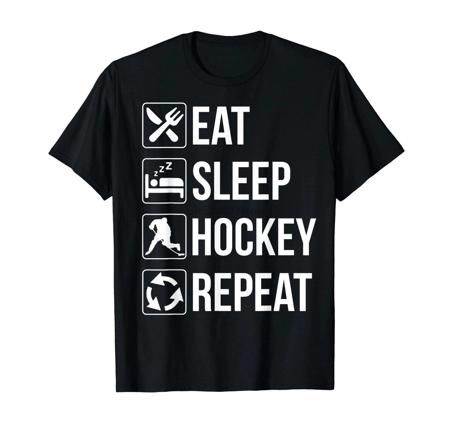 Забавная футболка с надписью Eat Sleep Hockey Repeat|Футболки| |