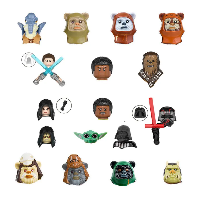 Кубики Jar Binks Чубакка Tusken Raider Han Solo строительные блоки Jawas Leia Ewoks Amidala Gamorrean фигурки