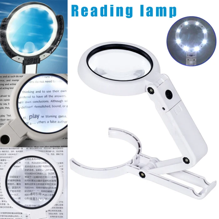 5/11X Magnifying Glass with 8 LEDs Light Foldable Stand Table Magnifier Tool LAD-sale