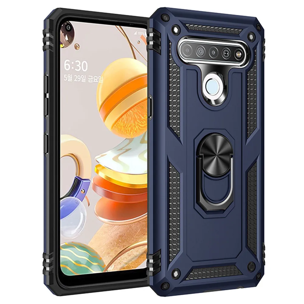 mobile phone cases with card holder for LG K61 Case Q61 Cover Armor Rugged Military Shockproof Car Holder Ring Case for LG Q61 Q630 K61 K 61 LGK61 6.53" LMQ630EAW water pouch for phone