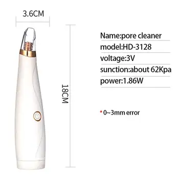 

Electric Blackhead Remover Vacuum Facial Pore Cleanser Battery Operated with 2 Replacement Tips
