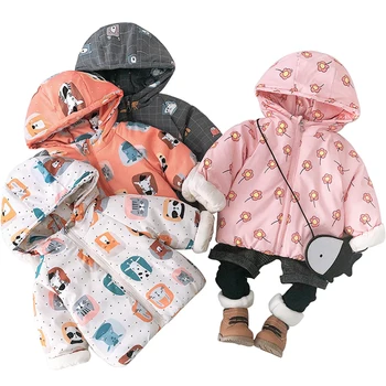 

Children Winter Jacket for Girls Warm Down Cotton Coats Baby Boys Cute Cartoon Dinosaur Animal Clothes Autumn Hooded Outerwear
