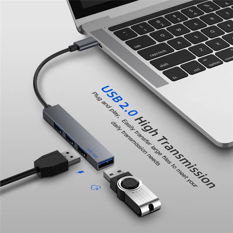 Тип C концентратор 4 порта USB-C USB 2,0 сплиттер конвертер OTG адаптер кабель для Macbook Pro iMac ПК Аксессуары для ноутбуков