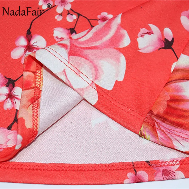 Nadafair цветочный принт короткий сексуальный комбинезон с v образным вырезом на