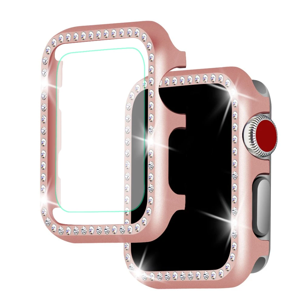 Чехол со стразами+ стекло для apple watch 5 4 3 apple watch band case 44 мм/40 мм iwatch band 42 мм/38 мм защитный чехол с кристаллами