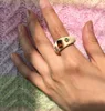 Nouveau coloré Transparent acrylique strass résine anneau géométrie Simple anneaux pour femmes filles bijoux fête cadeaux HUANZHI 2022 ► Photo 2/6