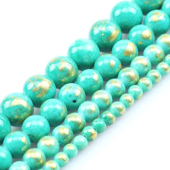 

Natural Stone Blue Green Gold Jade Beads 4 6 8 10MM Round Loose Beads for Jewelry Making Handmade Diy Bracelet Necklace 15 Inch