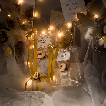 

Golden Luxury Pvc Clear Gift Bags Transparent Tote Bags Wedding Candy Boxes Gift Packaging Bags With Handles Favors Gift Contain