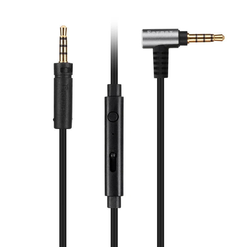 Black OCC Audio Cable With Mic For Sennheiser HD