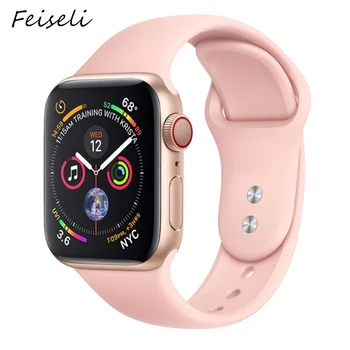 

Feiseli For Apple Watch Band 1 2 3 4 5 Soft Silicone Solid Color 38mm 40mm 42mm 44mm iwatch Compatible Replacement Strap