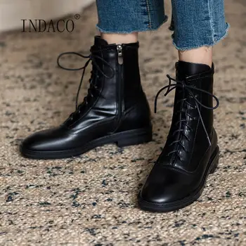 

2020 New Autumn Shoes Women Boots Winter Warm Fashion Ankle Boots For Women Black Lace Up Martin Boots