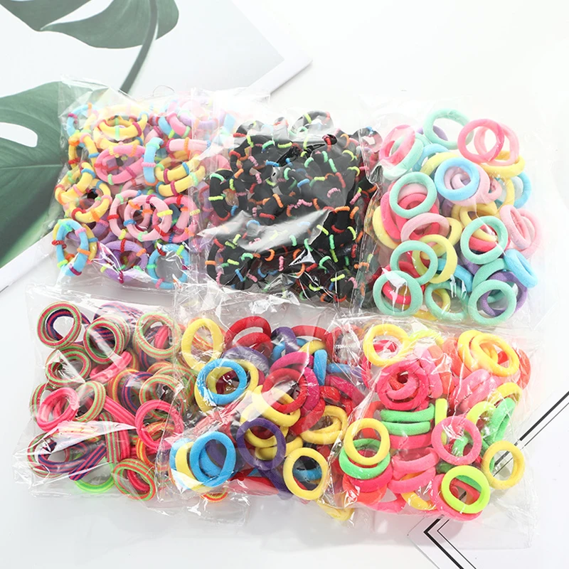 Ins Fashion 50Pcs/pack Women Colorful Bamboo Stripe Stretch Hair Ropes Headband Rubber Hair Rope Girl Ponytail Hair Accessories