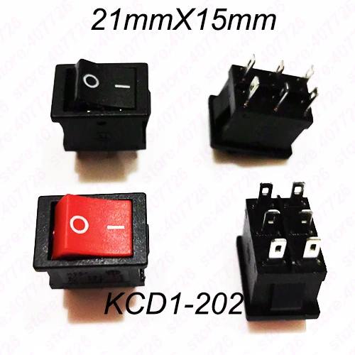 100 шт. 6PIN 2P2T мини-клавишный переключатель 21*15 мм (21X15 мм) Seesaw O - Power кнопочный 250 В/6A 125