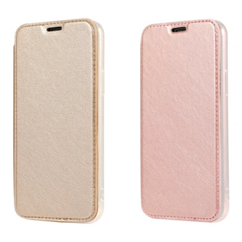 

2pcs Wallet Flip Book PU Leather Phone Case for iPhone 11 Pro Max 6.5 Transparent Clear Back Cover Shell - Pink & Gold