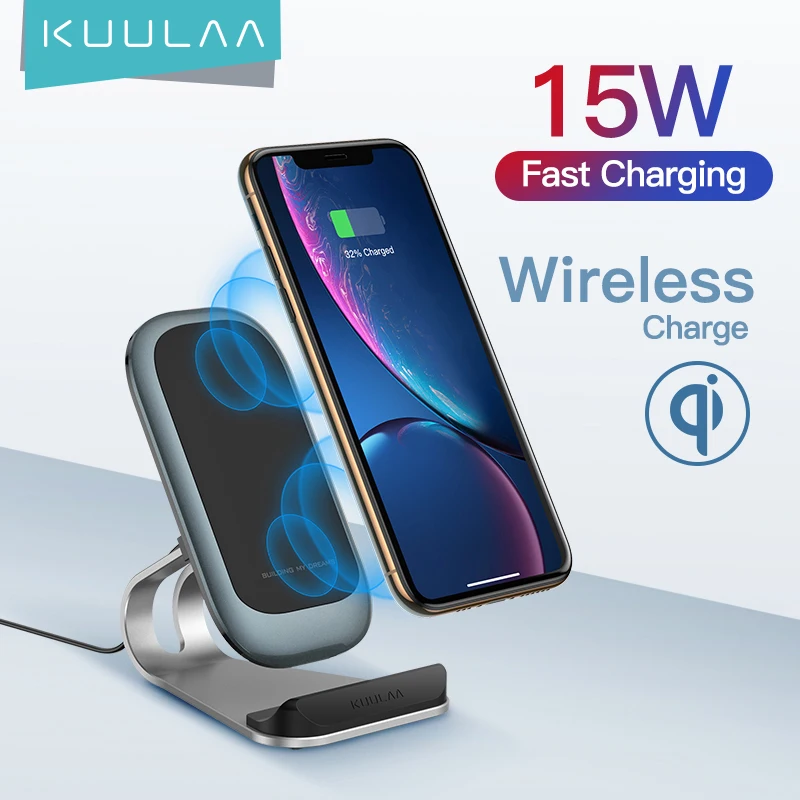  Беспроводное зарядное устройство KUULAA Qi 15 Вт для iPhone 12, 11 pro, Samsung S9, Xiaomi, быстрая Беспроводная зарядная док станция, держатель для телефон…